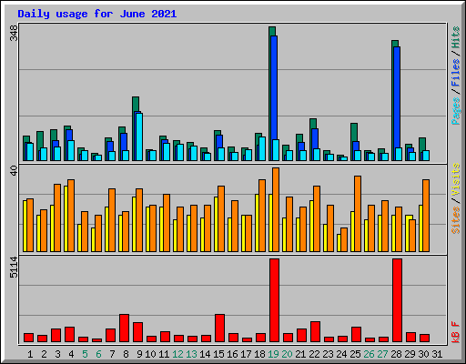 Daily usage for June 2021