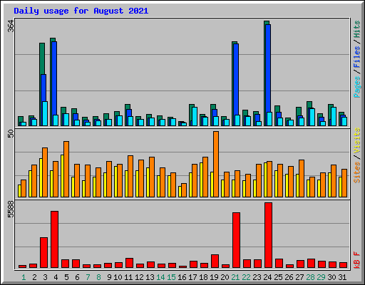 Daily usage for August 2021